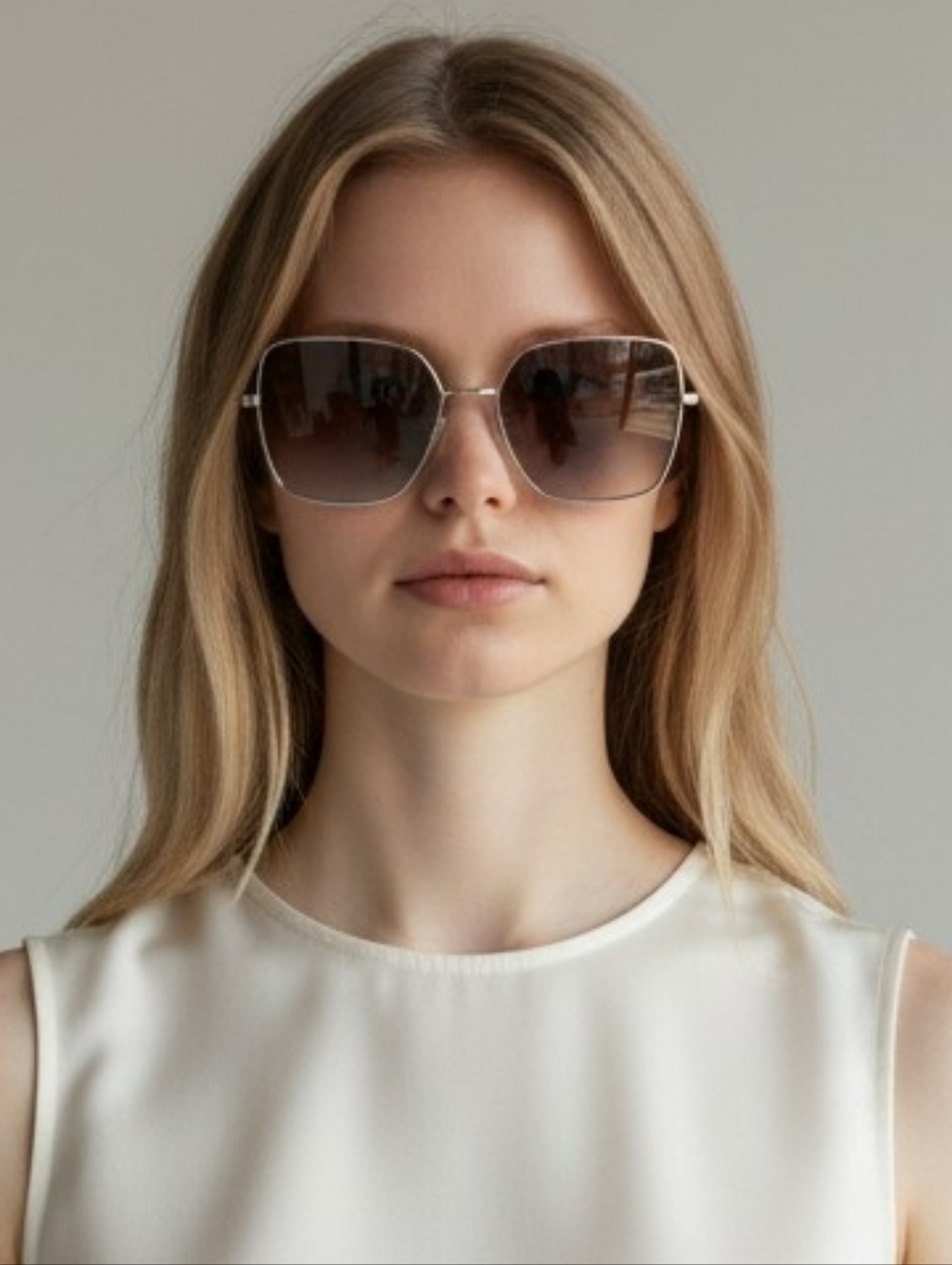 Oversized Square Sunglasses in Brown Gradient